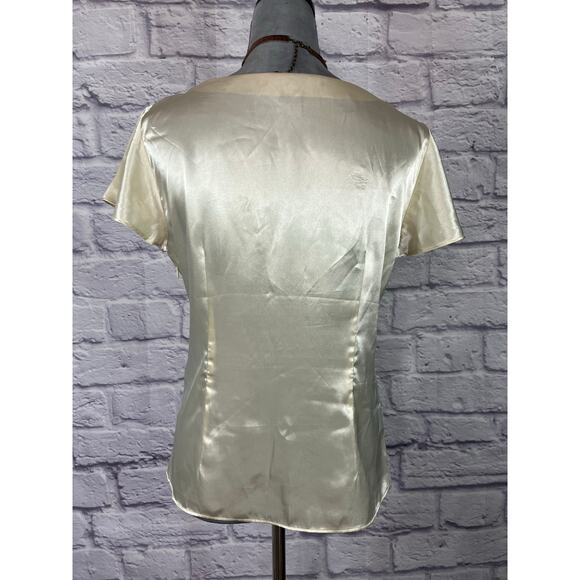 Vintage Y2K Pierre Cardin Satin Side Zip Fitted Blouse with Seed Bead Details - Picture 4 of 10